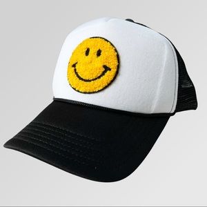 Black & White Happy Smiley Face Trucker Hat